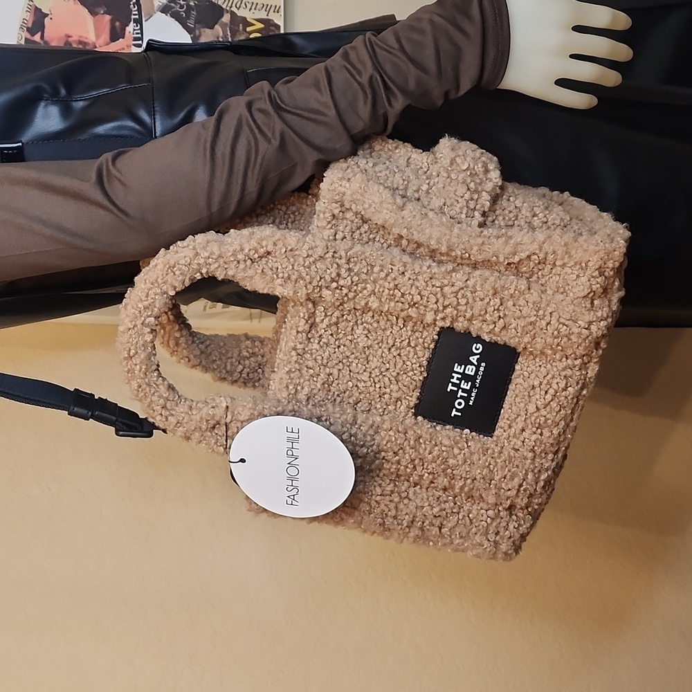 ALMOST NEW Marc Jacobs  Polyester Cotton Mini The Teddy Traveler Tote Bag Beige
